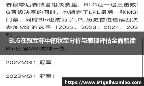 BLG在冠军杯中的状态分析与表现评估全面解读